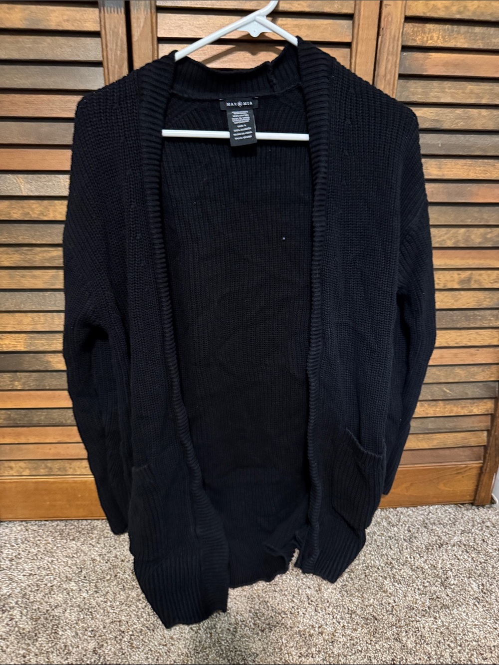 Max & Mia Women's Black Open-Front Knit Cardigan with Pockets